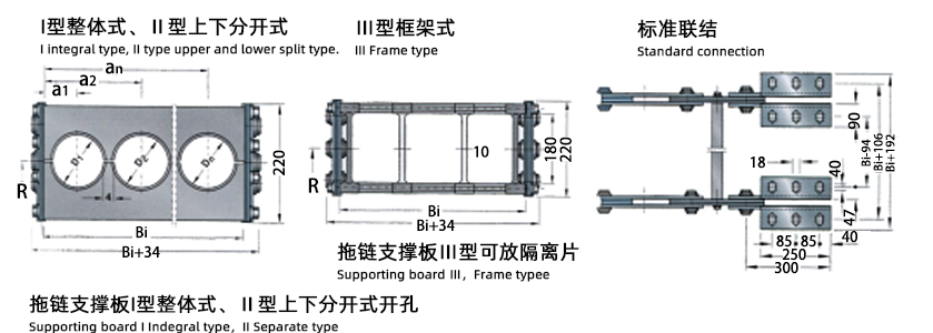 TL250型钢铝拖链上下分开式图